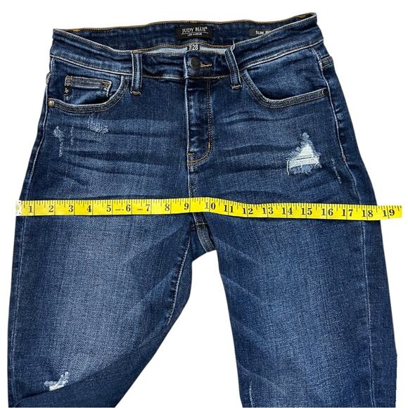 Judy Blue Slim Fit Distressed Jeans Style JB82104DK Dark Wash Size 28 - Picture 8 of 10